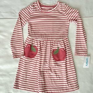 LS striped Apple pockets dress